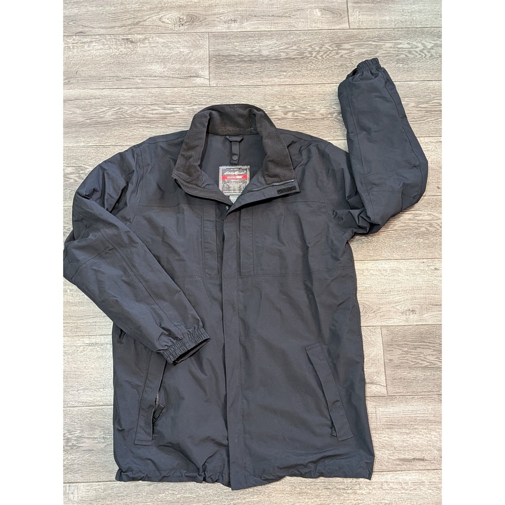 Eddie Bauer WeatherEdge Jacket Mens Large Tall Black Waterproof Shell No Hood